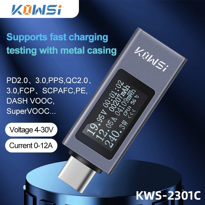 Power Supply Tester - Monitor Tegangan Arus Tipe-C KWS-2301C DC