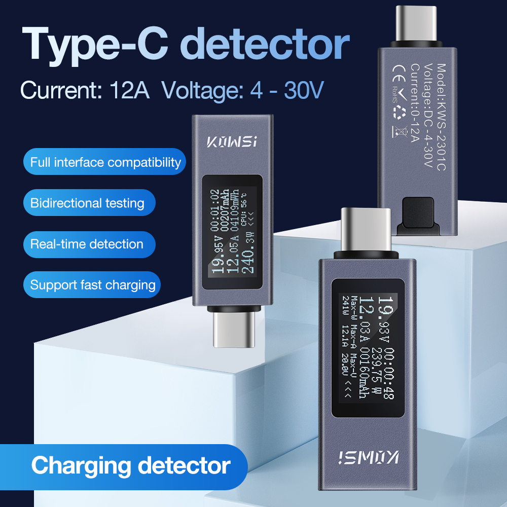 Penguji Tipe-C LCD Digital Vol - Power Supply Tester ulasan dan harga