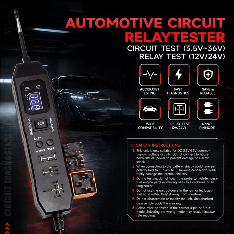Penguji Relay Otomotif BARU, P - Power Supply Tester ulasan dan harga